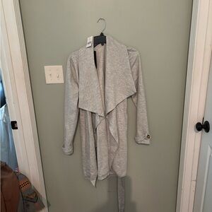 Light Gray Draped Open-Front Cardigan